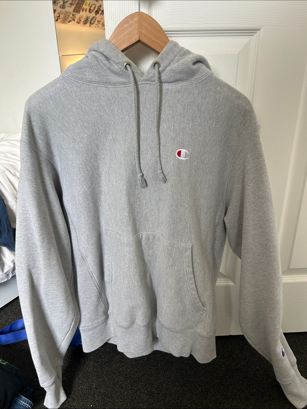 Champion Light Gray Pullover Hoodie with Classic 'C' Logo